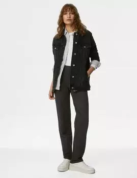 Прямые брюки-джоггеры из хлопка с высоким содержанием хлопка Marks & Spencer, угольный