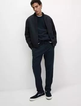 Прямые брюки-джоггеры из хлопка с высоким содержанием хлопка Marks & Spencer, темно-синий