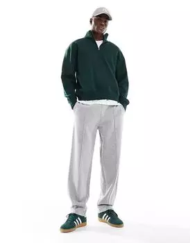 Прямые брюки-джоггеры серого меланжевого цвета New Look