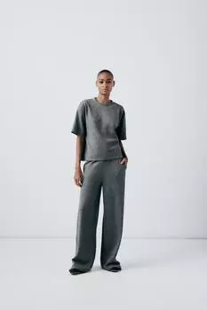 Прямые брюки интерлок ZARA, темно-серый