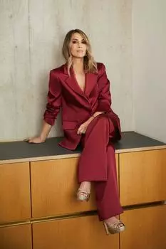 Прямые брюки из эластичного атласа Rachel Stevens Oasis, красный