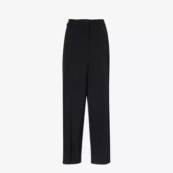 Прямые брюки из эластичной шерсти со средней посадкой Stella Mccartney, черный