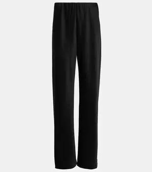 Прямые брюки из атласа с высокой посадкой Vince, черный