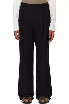 Прямые брюки из черной шерсти Dries Van Noten
