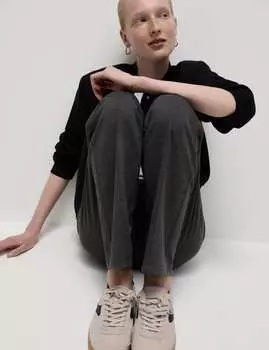 Прямые брюки из джерси и твила Marks & Spencer, угольный