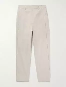 Прямые брюки из хлопчатобумажной поплиновой смеси со складками AMOMENTO, бежевый
