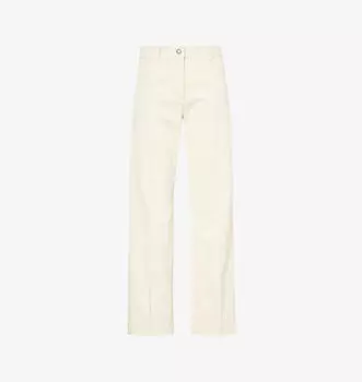 Прямые брюки из хлопчатобумажной саржи Moncler, бежевый