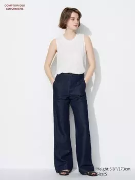 Прямые брюки из хлопчатобумажной смеси Uniqlo, синий