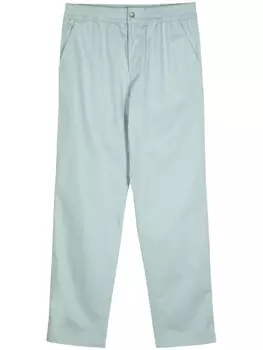 Прямые брюки из хлопка с эластичным поясом от Maison Kitsun, синий