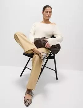 Прямые брюки из хлопка с высоким содержанием хлопка Marks & Spencer, цвет Butterscotch