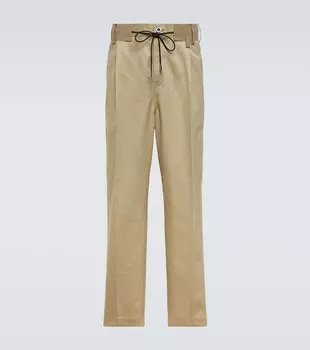 Прямые брюки из хлопка Sacai, бежевый