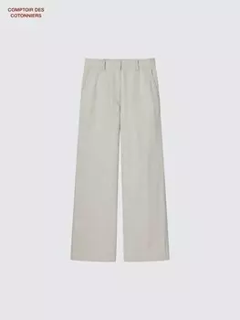 Прямые брюки из хлопка Uniqlo, цвет 03 серый