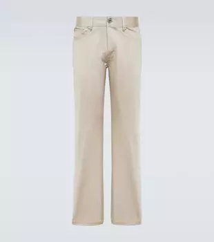 Прямые брюки из хлопкового атласа Ami Paris, бежевый