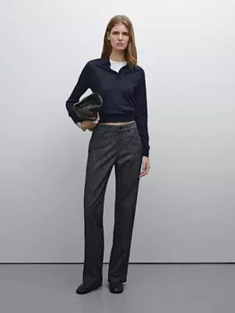 Прямые брюки из хлопковой смеси в крапинку Massimo Dutti, серый