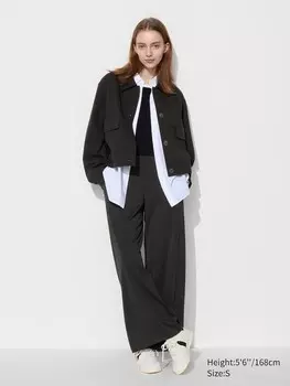 Прямые брюки из креп-джерси Uniqlo, черный