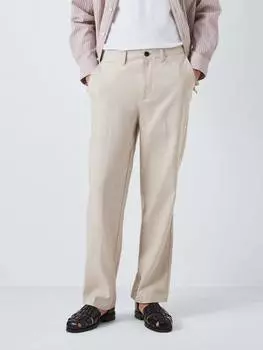 Прямые брюки из льняной хлопчатобумажной смеси в елочку John Lewis, цвет Moss Gray