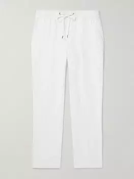 Прямые брюки из окрашенного в готовом виде льна с завязками на шнурке JAMES PERSE, белый