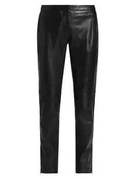 Прямые брюки из овечьей кожи Alberta Ferretti, черный