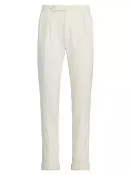 Прямые брюки из плиссированного хлопкового джерси Ralph Lauren Purple Label, цвет cream