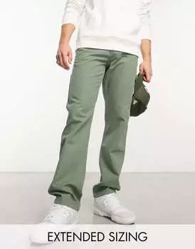 Прямые брюки из плотной ткани цвета хаки ASOS DESIGN