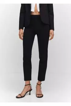 Прямые брюки из римской ткани Mango, черный