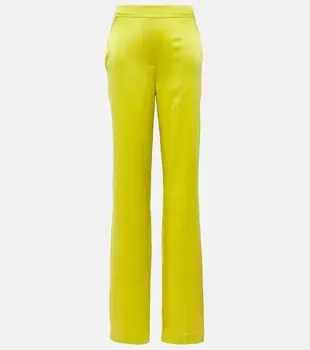 Прямые брюки из шелкового атласа Tova Joseph, цвет ginkgo