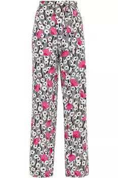 Прямые брюки из шелкового крепдешина с цветочным принтом VALENTINO GARAVANI, розовый