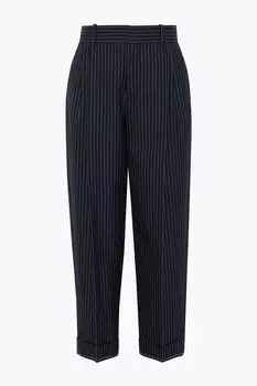 Прямые брюки из шерсти в тонкую полоску CHLO, нави