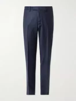 Прямые брюки из шерстяной фланели в тонкую полоску MR P., темно-синий