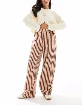 Прямые брюки из сирсакера ASOS DESIGN в ржавую полоску