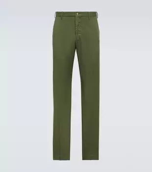 Прямые брюки из смесового хлопка Incotex, зеленый