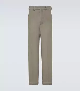 Прямые брюки из смесовой шерсти Ami Paris, серый