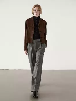 Прямые брюки из смесовой шерсти Massimo Dutti, серый