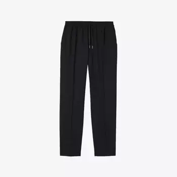 Прямые брюки из смесовой шерсти с кулиской на талии Sandro, цвет noir / gris