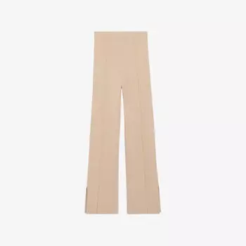 Прямые брюки из тканого материала с высокой посадкой и разрезами Claudie Pierlot, цвет naturels