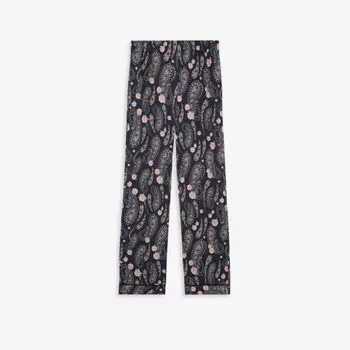 Прямые брюки из тканого материала с высокой посадкой и принтом пейсли The Kooples, черный