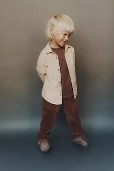 Прямые брюки из вельвета ZARA, кэмел