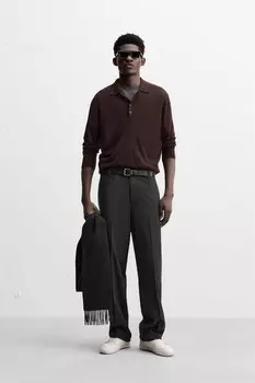 Прямые брюки из вискозы ZARA, антрацитово-серый