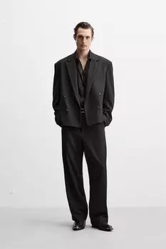 Прямые брюки из вискозы ZARA, черный