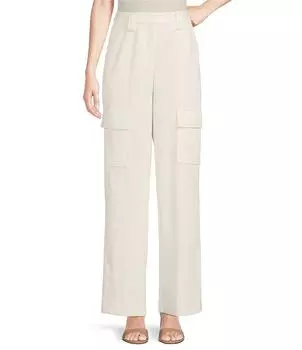Прямые брюки-карго из эластичного крепа DKNY, слоновая кость