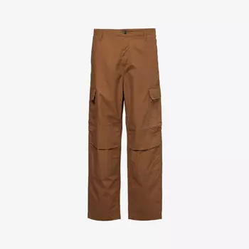 Прямые брюки карго из хлопка с фирменной аппликацией Carhartt Wip, цвет lumber