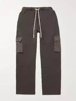 Прямые брюки карго из хлопкового джерси с кулиской LES TIEN, древесный уголь