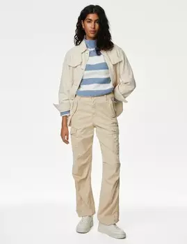 Прямые брюки-карго Lyocell Rich Marks & Spencer, экрю