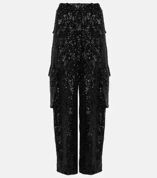 Прямые брюки карго с пайетками Rotate Birger Christensen, черный