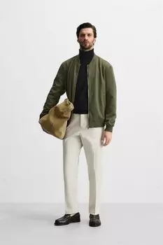 Прямые брюки комфорт ZARA, экрю
