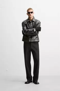 Прямые брюки комфорт ZARA, черный