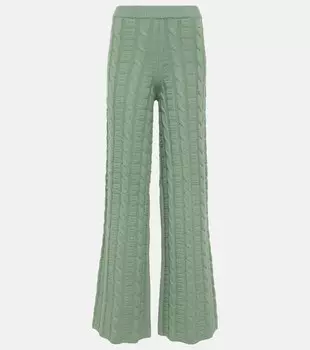Прямые брюки kong косой вязки из смесовой шерсти Acne Studios, зеленый