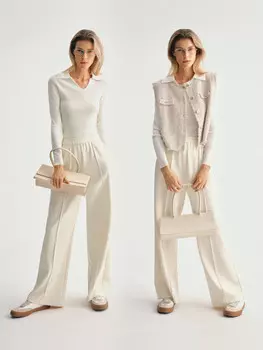 Прямые брюки Mai Meng с широкими штанинами, бежевый