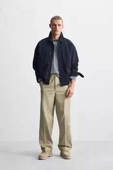 Прямые брюки на молнии ZARA, песочно-коричневый