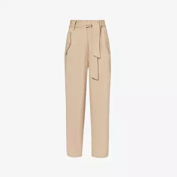 Прямые брюки Occhio из эластичного хлопка с высокой посадкой Weekend Max Mara, цвет sand